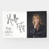 Hello Fifty Photo Script 50th Birthday Party Banner (Horizontal)