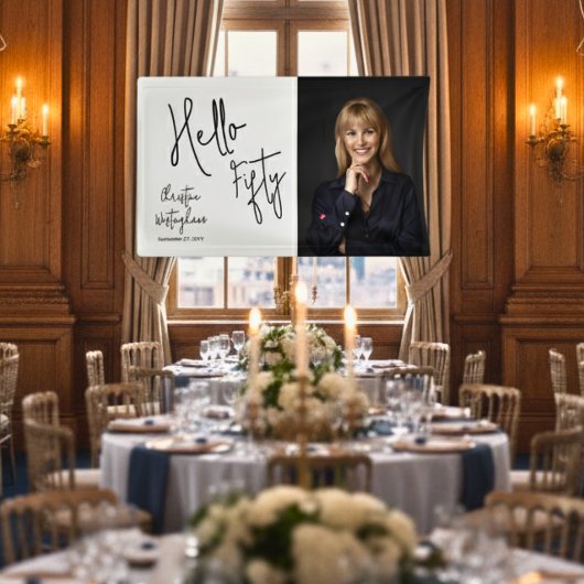 Hello Fifty Photo Script 50th Birthday Party Banner