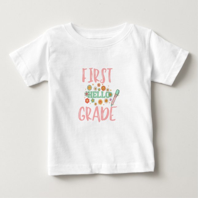 Hello First Grade Baby T-shirt (Vorderseite)