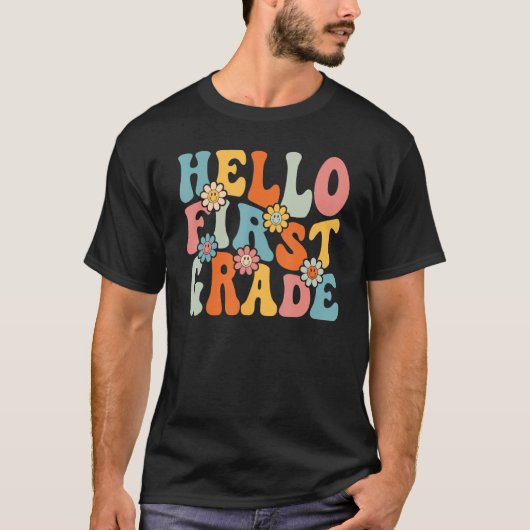 Hello First Grade  Back To School Teacher Student  T-Shirt (Vorderseite)