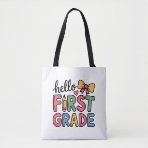 Hello First Grade Coquette Bow Teacher Tasche