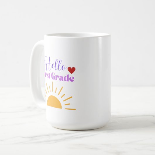 Hello First Grade - Fun Teacher Coffee Tasse (Vorderseite Links)