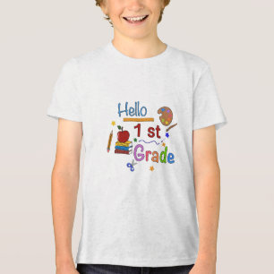 Hello First Grade - Niedlich zurück in die School Tri-Blend Shirt
