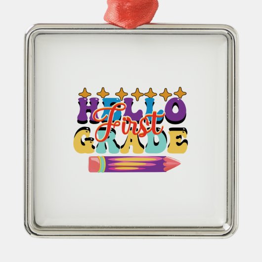 Hello First Grade Ornament Aus Metall (Vorne)