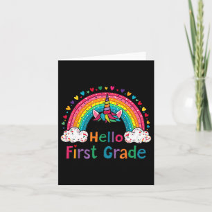Hello First Grade Rainbow Niedlich Unicorn Lehreri Karte