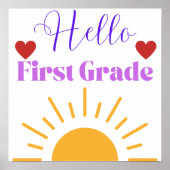 "Hello First Grade" Sunshine Classroom Poster (Vorne)