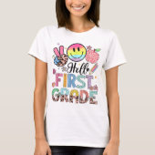 Hello First Grade Teacher Coquette Pencil Bow T-Shirt (Vorderseite)