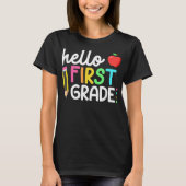 Hello First Grade Teacher Coquette Pencil Bow T-Shirt (Vorderseite)
