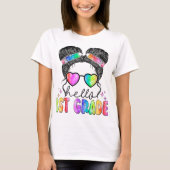 Hello First Grade Teacher Coquette Pencil Bow T-Shirt (Vorderseite)