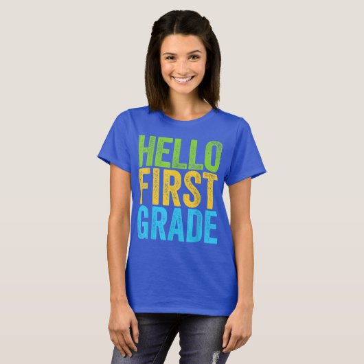 Hello First Grade Teacher Coquette Pencil Bow T-Shirt (Vorne ganz)