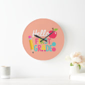 Hello First Grade Team 1st Grade Back to School Große Wanduhr (Zuhause)