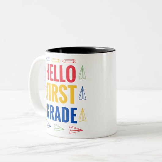 Hello First Grade Zweifarbige Tasse (Vorderseite Links)