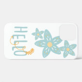 Hello Floral Boho Blue Yellow Modern Niedlich Case-Mate iPhone Hülle (Rückseite (Horizontal))