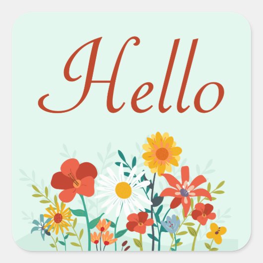 Hello Floral Mint Green Blume Sticker / Siegel (Vorderseite)