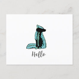 "Hello" Folk Fox Postcard Travel World USA Feiertagspostkarte