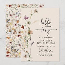 Hello Forty Boho Birthday Einladung