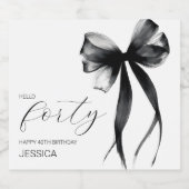 Hello Forty Elegant Script Bow 40th Birthday Party Schaumweinetikett (Einzelnes Label)