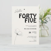 Hello Forty Five Bold Typography 45th Birthday Einladung (Stehend Vorderseite)