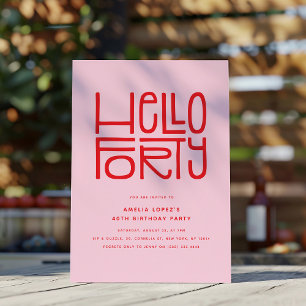 HELLO FORTY Modern 40. Geburtstag Einladung