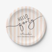 Hello Forty Modern Script Chic 40th Birthday Party Pappteller (Vorderseite)