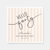 Hello Forty Modern Script Chic 40th Birthday Party Serviette (Vorderseite)