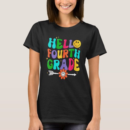Hello Fourth Grade Back To School First Day Of Sch T-Shirt (Vorderseite)