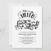 Hello Fourth Grade | Black Third Grade Abschluss Einladung (Vorderseite)