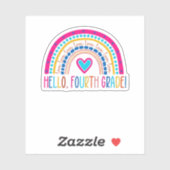 Hello Fourth grade Shirt Teach Liebe Inspirier Bac Aufkleber (Blatt)