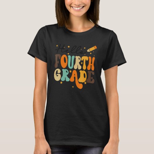 HELLO FOURTH GRADE TEACHER KIDS BACK TO SCHOOL RE T-Shirt (Vorderseite)