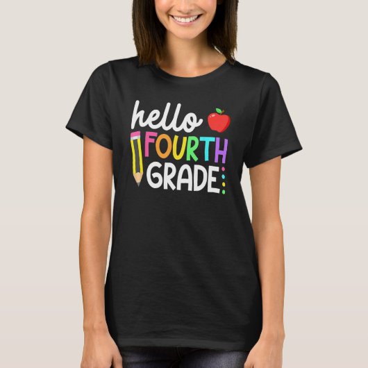 Hello Fourth Grade Team 4th Grade Back To School T T-Shirt (Vorderseite)