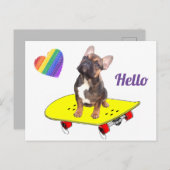 Hello Französische Bulldogge Postkarte (Vorne/Hinten)