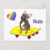 Hello Französische Bulldogge Postkarte (Vorderseite)