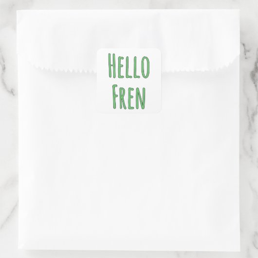 Hello Fren Quadratischer Aufkleber (Tasche)