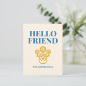 Hello Friend Floral Typography Postcard Postkarte (Stehend Vorderseite)