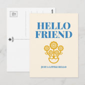 Hello Friend Floral Typography Postcard Postkarte (Vorne/Hinten)