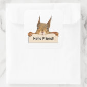 Hello Friend Funny Eichirrel Quadratischer Aufkleber (Tasche)