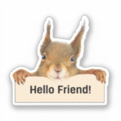 Hello Friend Funny Squirrel Cutout Aufkleber (Vorderseite)
