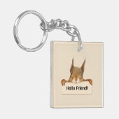 Hello Friend Funny Squirrel Personalisiert Schlüsselanhänger (Vorderseite links)