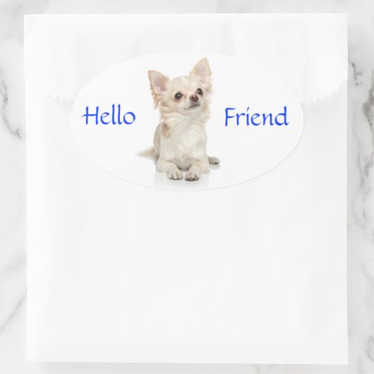 Hello Friend Long Haired Chihuahua Sticker (Tasche)