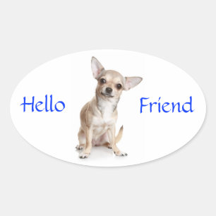 Hello Friend Smiling Chihuahua Sticker