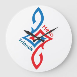 Hello Friends Simple Happy Greeting Design Große Wanduhr