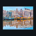Hello From Beautiful Amsterdam, Niederlande Postkarte<br><div class="desc">Diese schöne Postkarte zeigt ein Foto der Stadt Amsterdam,  Niederlande,  an einem Kanal,  von dem viele durch diese historische europäische Stadt laufen. Dieser Gruß wäre ideal für die besten Freunde,  Familie und Kollegen.</div>