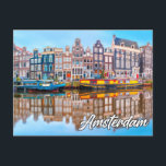 Hello From Beautiful Amsterdam, Niederlande Postkarte<br><div class="desc">Diese schöne Postkarte zeigt ein Foto der Stadt Amsterdam,  Niederlande,  an einem Kanal,  von dem viele durch diese historische europäische Stadt laufen. Dieser Gruß wäre ideal für die besten Freunde,  Familie und Kollegen.</div>