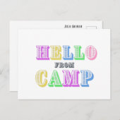 Hello From Camp Postcard Postkarte (Vorne/Hinten)