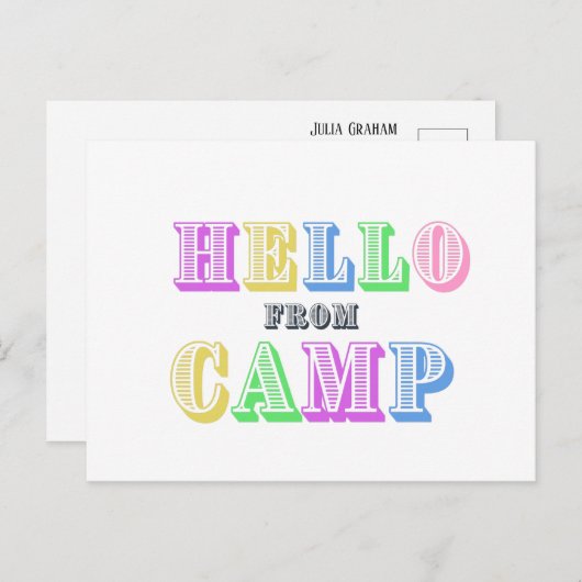 Hello From Camp Postcard Postkarte (Vorne/Hinten)