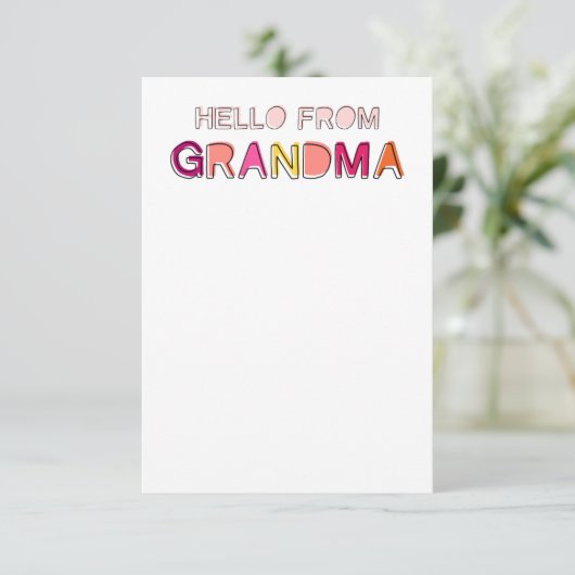 Hello from Grandma Notecards Dankeskarte (Stehend Vorderseite)