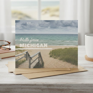 Hello From Michigan Beach Vibes Postkarte