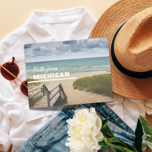 Hello From Michigan Beach Vibes Postkarte