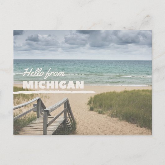 Hello From Michigan Beach Vibes Postkarte (Vorderseite)