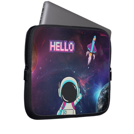 "Hello from Space" Laptopschutzhülle (Vorne Rechts)